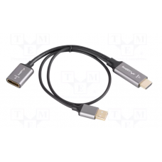 Adapteris HDMI → Displayport 1.2 + USB (maitinimas) (K-L) 0.2m Lanberg